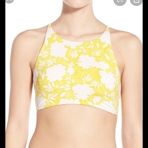 Billabong yellow floral bikini halter top